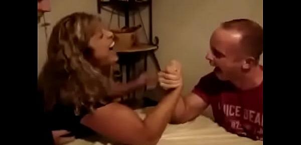  Arm workout Big Blonde Girl with huge thick biceps Armwrestling a man FBB Armwrestling